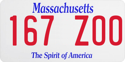 MA license plate 167ZO0