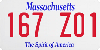 MA license plate 167ZO1