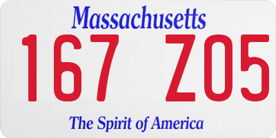 MA license plate 167ZO5