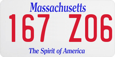 MA license plate 167ZO6