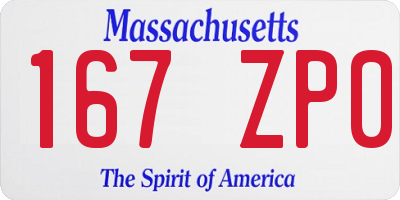 MA license plate 167ZP0