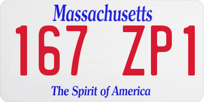 MA license plate 167ZP1