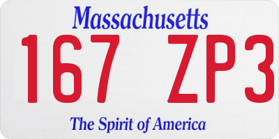 MA license plate 167ZP3