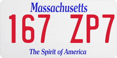 MA license plate 167ZP7