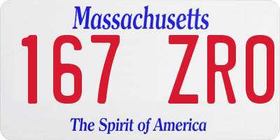 MA license plate 167ZR0