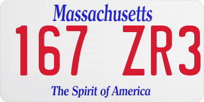 MA license plate 167ZR3