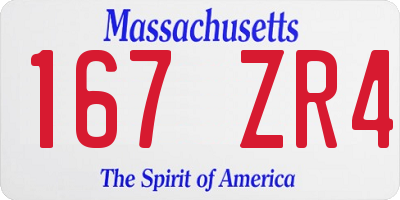 MA license plate 167ZR4