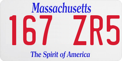 MA license plate 167ZR5
