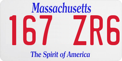 MA license plate 167ZR6