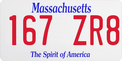 MA license plate 167ZR8