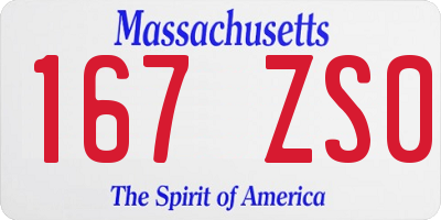 MA license plate 167ZS0