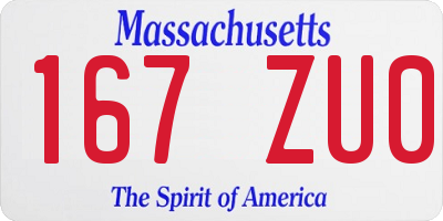 MA license plate 167ZU0