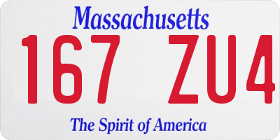 MA license plate 167ZU4
