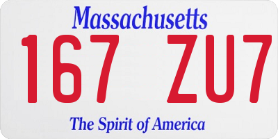 MA license plate 167ZU7