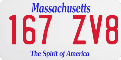 MA license plate 167ZV8