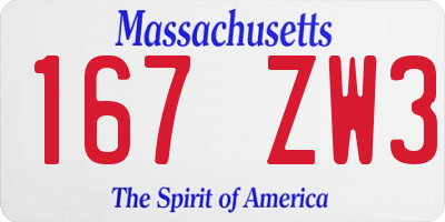 MA license plate 167ZW3