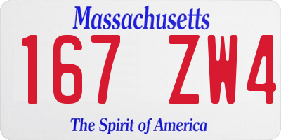 MA license plate 167ZW4