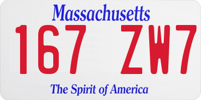 MA license plate 167ZW7