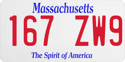 MA license plate 167ZW9