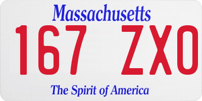 MA license plate 167ZX0