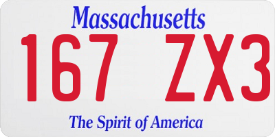MA license plate 167ZX3