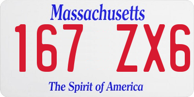 MA license plate 167ZX6