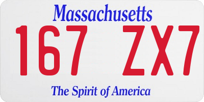 MA license plate 167ZX7