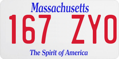 MA license plate 167ZY0