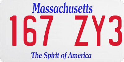 MA license plate 167ZY3