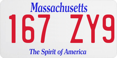 MA license plate 167ZY9