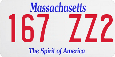 MA license plate 167ZZ2