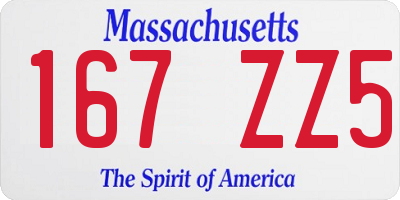 MA license plate 167ZZ5