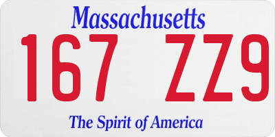 MA license plate 167ZZ9