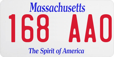 MA license plate 168AA0