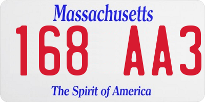 MA license plate 168AA3