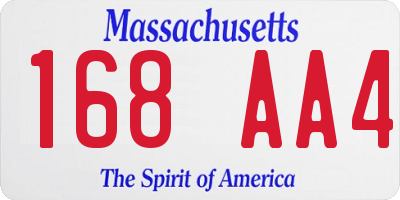 MA license plate 168AA4