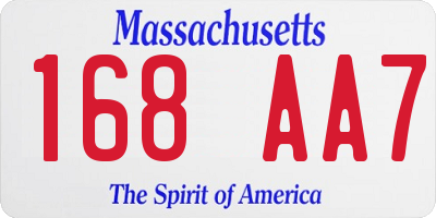 MA license plate 168AA7