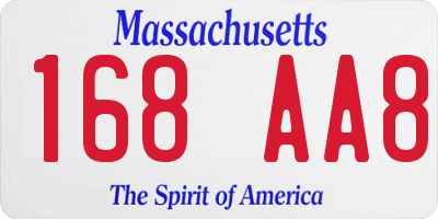 MA license plate 168AA8