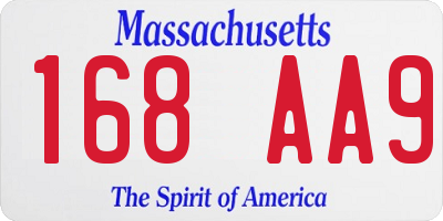 MA license plate 168AA9