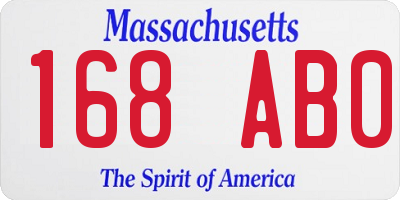 MA license plate 168AB0