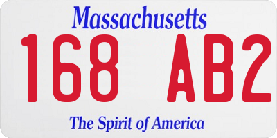 MA license plate 168AB2