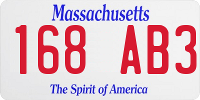 MA license plate 168AB3