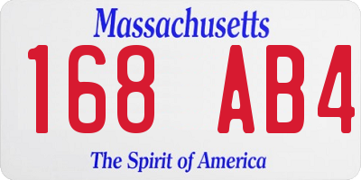 MA license plate 168AB4