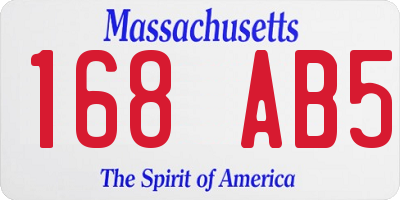 MA license plate 168AB5