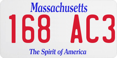 MA license plate 168AC3