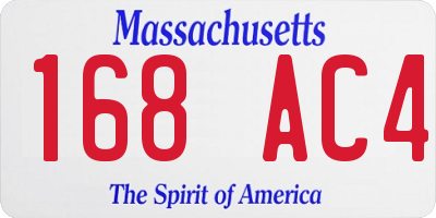 MA license plate 168AC4