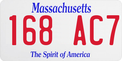 MA license plate 168AC7