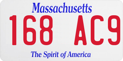 MA license plate 168AC9