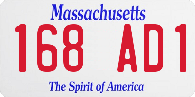 MA license plate 168AD1
