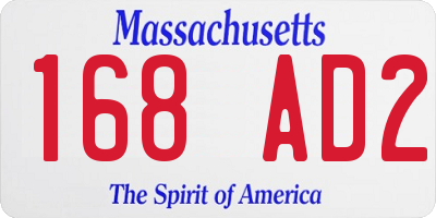 MA license plate 168AD2